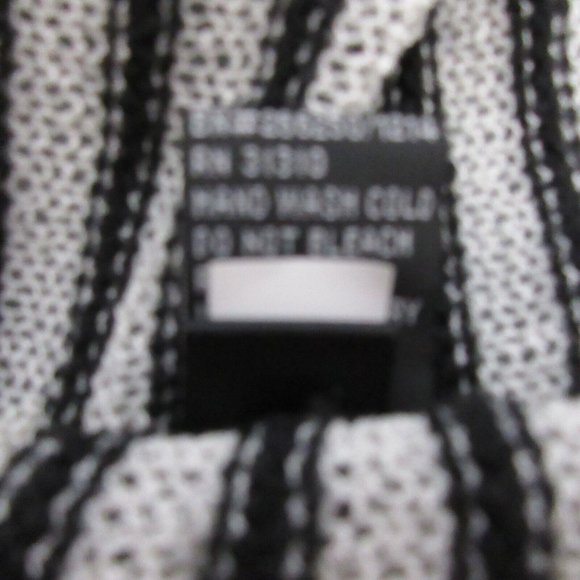 AB Studio Open Front Cardigan Sweater Sz Large Black & White Stripes Short Sleev - Picture 6 of 7